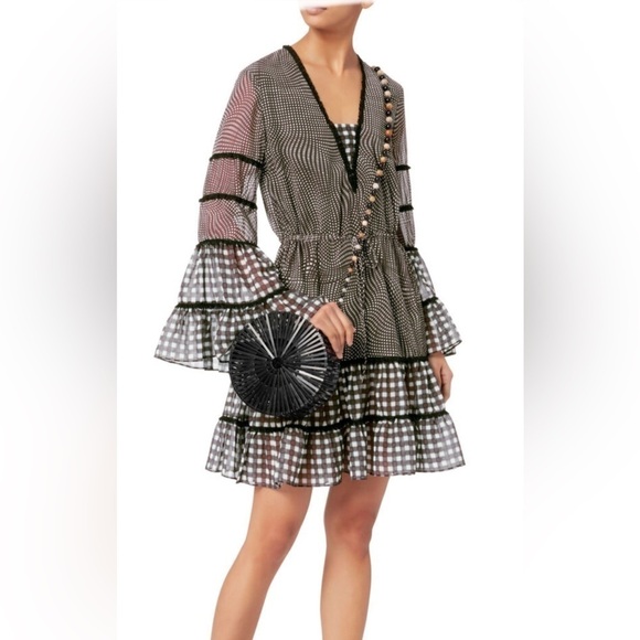 JONATHAN Simkhai feminine sheer bell sleeve lace trim Dress size small - Picture 1 of 13